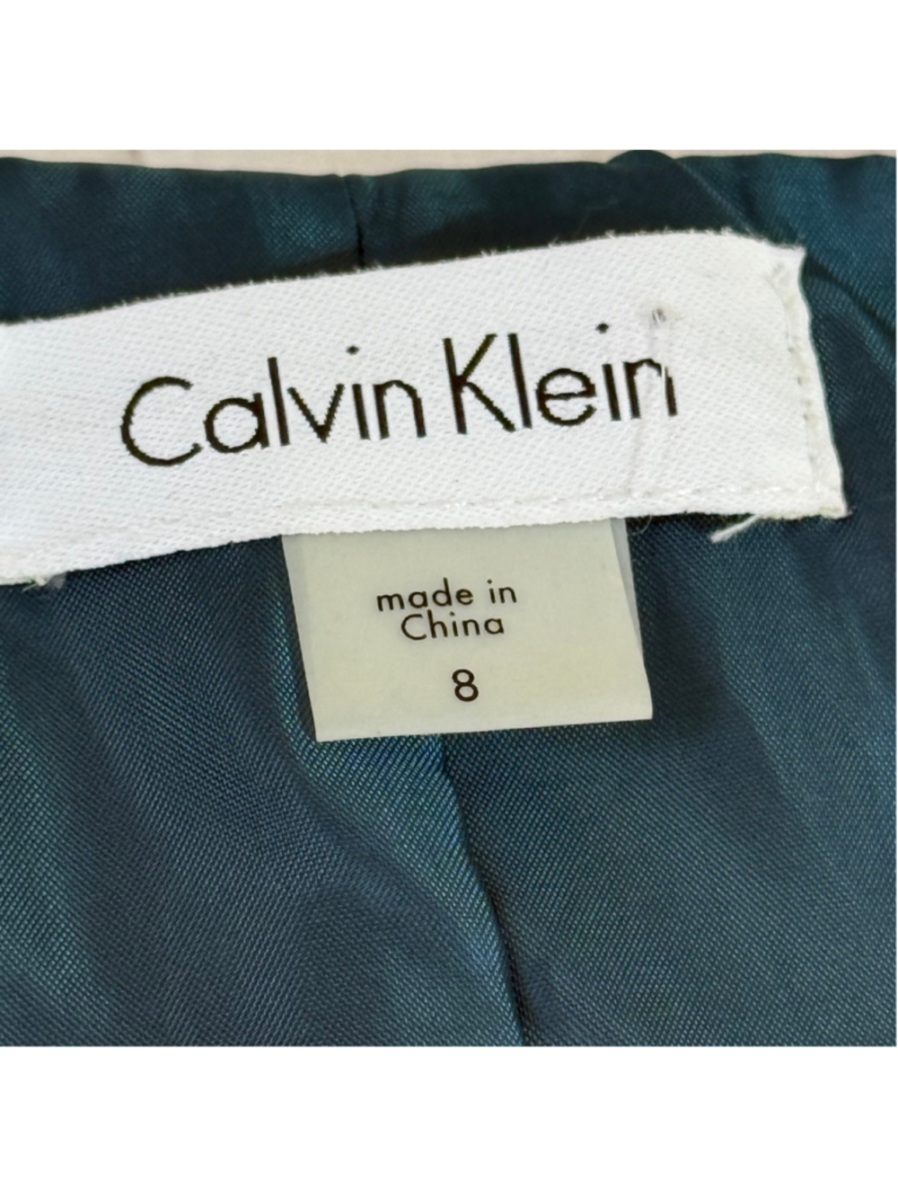 Calvin Klein Teal Sheath Dress Size 8 Belted Sleeveless Knee Length Work Office - Picture 4 of 7